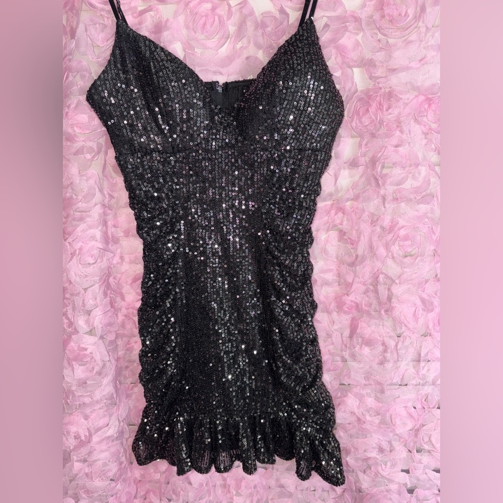 Black sparkling mini dress